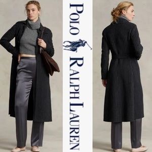 Polo Ralph Lauren Fit & Flare Pinstriped Double-face Italian Wool Coat*NWT
